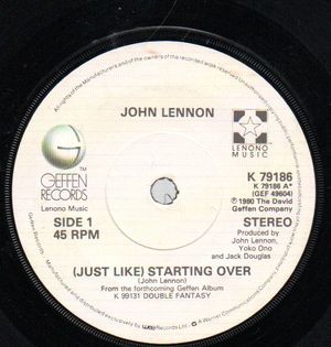 JOHN LENNON   , JUST LIKE STARTING OVER / KISS KISS KISS 