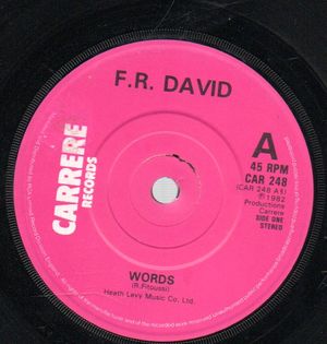 F R DAVID, WORDS / WHEN THE SUN GOES DOWN (solid centre)