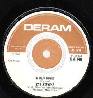 CAT STEVENS , A BAD NIGHT / THE LAUGHING APPLE