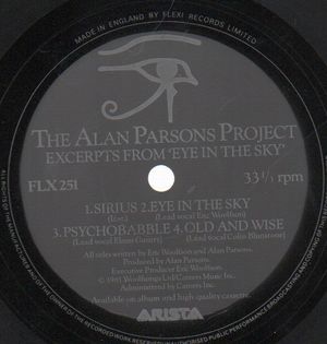 ALAN PARSONS PROJECT , FLEXI DISC- EXCERPTS FROM AN EYE IN THE SKY LP